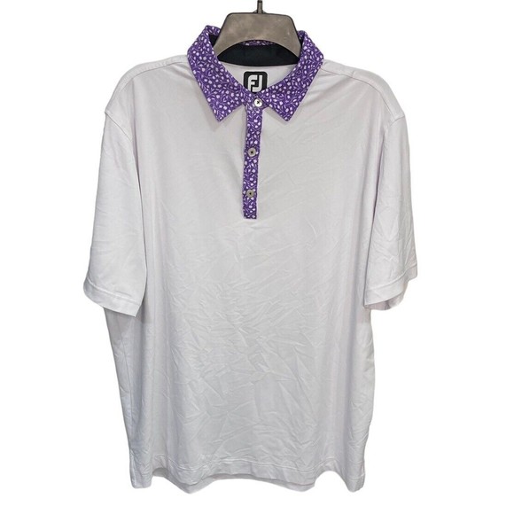 FootJoy Other - FootJoy Mens Golf Polo White Purple Trim Size Large